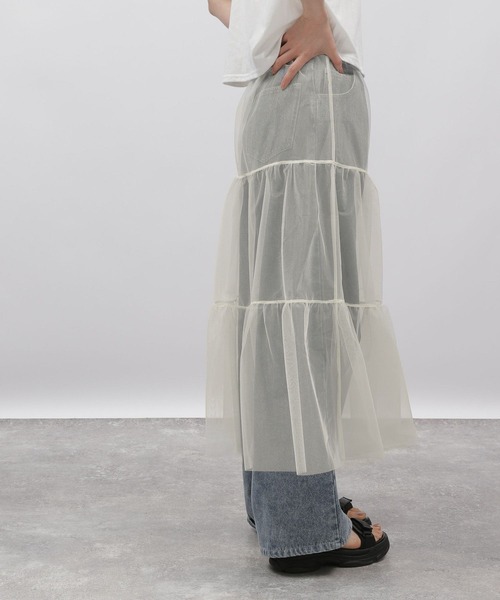 LAKOLE（ラコレ）の「チュールティアードスカート / 997016（スカート・レディース・オフホワイト/ブラック/アイボリー・SMALL/MEDIUM）」の7枚目の写真