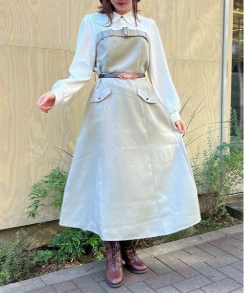 axes femme（アクシーズファム）の「ベルト風ドッキングワンピース（ワンピース・レディース・グレー/ブラック/カーキ・FREE）」の3枚目の写真