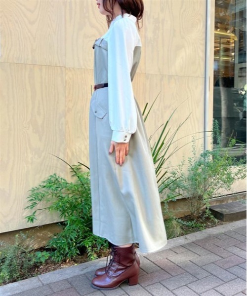 axes femme（アクシーズファム）の「ベルト風ドッキングワンピース（ワンピース・レディース・グレー/ブラック/カーキ・FREE）」の8枚目の写真