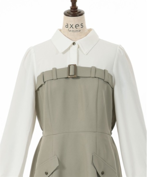 axes femme（アクシーズファム）の「ベルト風ドッキングワンピース（ワンピース・レディース・グレー/ブラック/カーキ・FREE）」の13枚目の写真