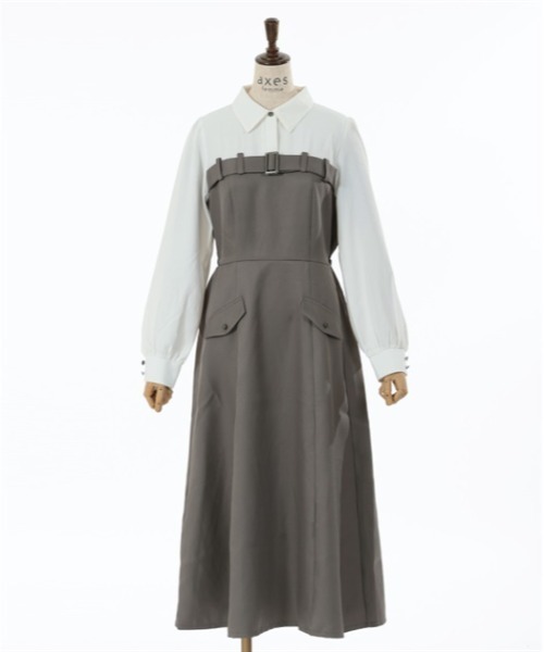 axes femme（アクシーズファム）の「ベルト風ドッキングワンピース（ワンピース・レディース・グレー/ブラック/カーキ・FREE）」の18枚目の写真