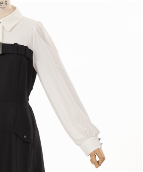 axes femme（アクシーズファム）の「ベルト風ドッキングワンピース（ワンピース・レディース・グレー/ブラック/カーキ・FREE）」の5枚目の写真