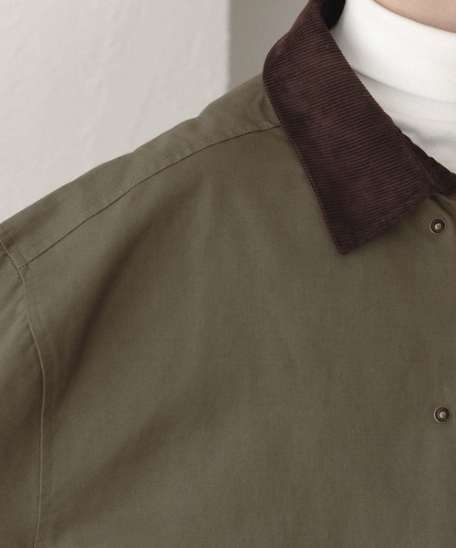 カーキ コーデュロイ ブルゾン メンズ ブルゾン 襟コーデュロイ 切替 ビッグ シルエット 2way