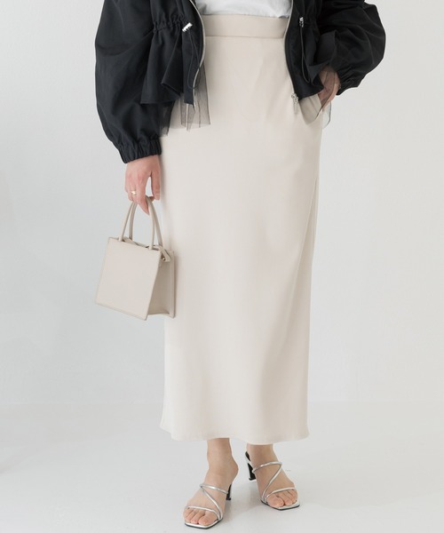 INCEDE（インシード）の「リブカットタイトスカート（スカート・レディース・レッド/アイボリー/ブラック/チャコールグレー/オレンジ・M/L/LL/3L/4L）」の2枚目の写真