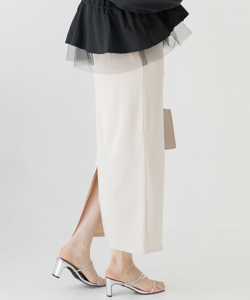 INCEDE（インシード）の「リブカットタイトスカート（スカート・レディース・レッド/アイボリー/ブラック/チャコールグレー/オレンジ・M/L/LL/3L/4L）」の11枚目の写真