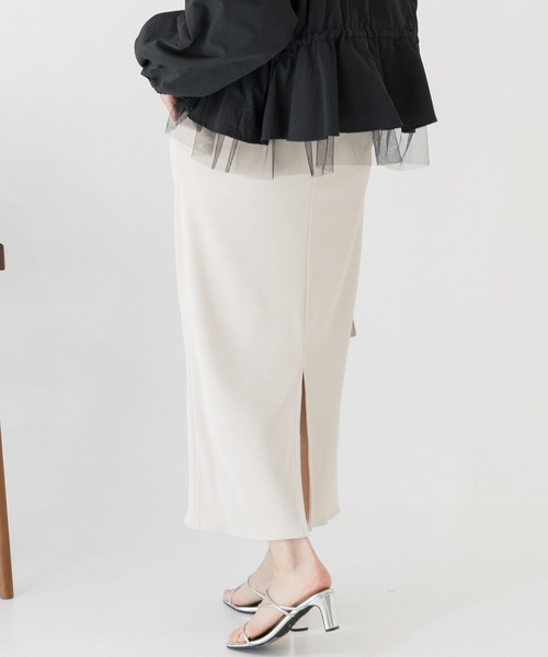 INCEDE（インシード）の「リブカットタイトスカート（スカート・レディース・レッド/アイボリー/ブラック/チャコールグレー/オレンジ・M/L/LL/3L/4L）」の12枚目の写真