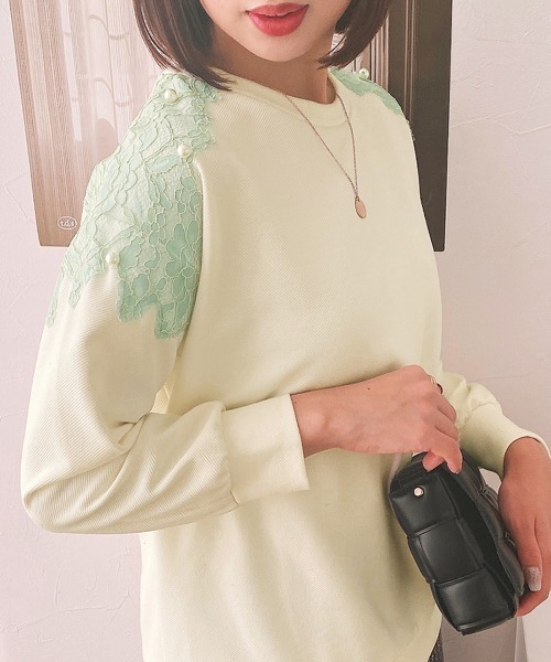 nissen（ニッセン）の「【販売終了】カットツイル　肩レーストップス（Tシャツ/カットソー・レディース・アイボリー/ネイビー・M/L/LL）」の8枚目の写真