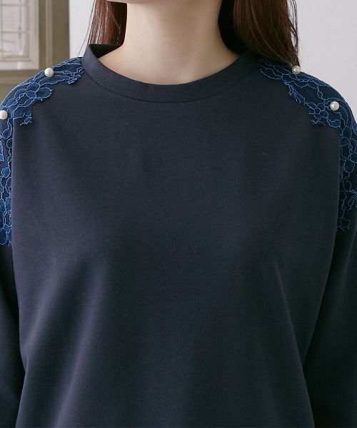 nissen（ニッセン）の「【販売終了】カットツイル　肩レーストップス（Tシャツ/カットソー・レディース・アイボリー/ネイビー・M/L/LL）」の16枚目の写真