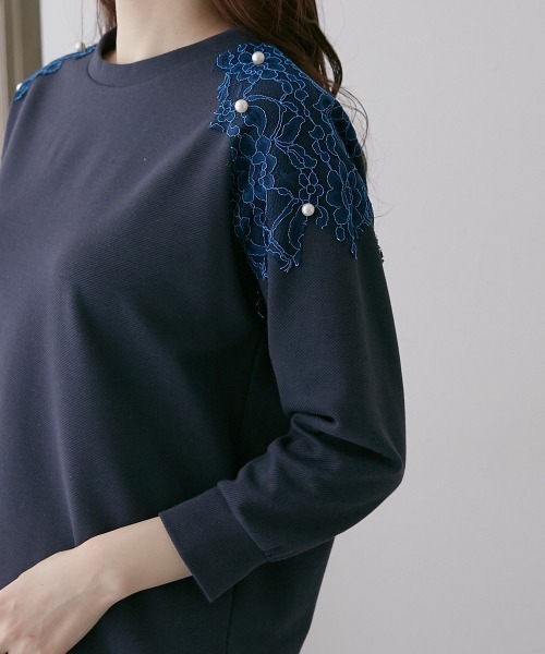 nissen（ニッセン）の「【販売終了】カットツイル　肩レーストップス（Tシャツ/カットソー・レディース・アイボリー/ネイビー・M/L/LL）」の17枚目の写真