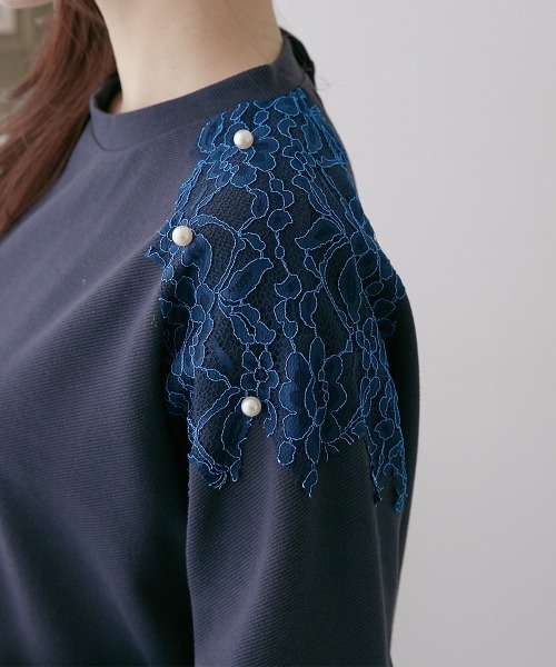 nissen（ニッセン）の「【販売終了】カットツイル　肩レーストップス（Tシャツ/カットソー・レディース・アイボリー/ネイビー・M/L/LL）」の18枚目の写真