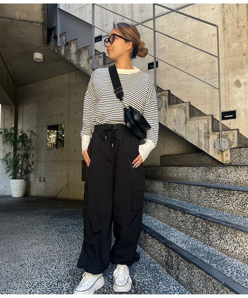 anap mimpi（アナップミンピ）の「細ボーダー ユッタリ 長袖 ニット トップス（ニット/セーター・レディース・ブルー/ブラック・FREE）」の19枚目の写真