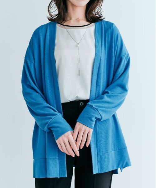 kirakiraShop(キラキラショップ)の「ノーボタン ニットソー カーディガン(カーディガン/ボレロ・レディース・ネイビー/ブラック/ブルー/ホワイト/モカ・FREE)」の5枚目の写真