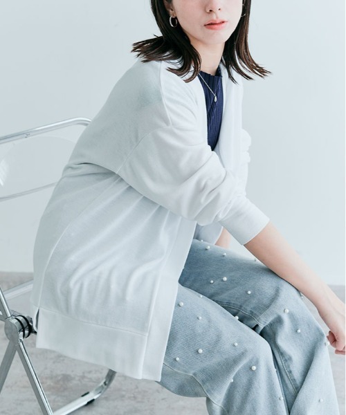 kirakiraShop(キラキラショップ)の「ノーボタン ニットソー カーディガン(カーディガン/ボレロ・レディース・ネイビー/ブラック/ブルー/ホワイト/モカ・FREE)」の10枚目の写真