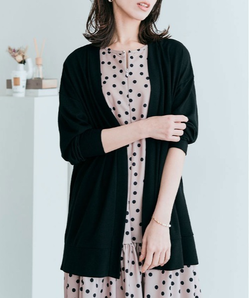 kirakiraShop(キラキラショップ)の「ノーボタン ニットソー カーディガン(カーディガン/ボレロ・レディース・ネイビー/ブラック/ブルー/ホワイト/モカ・FREE)」の17枚目の写真