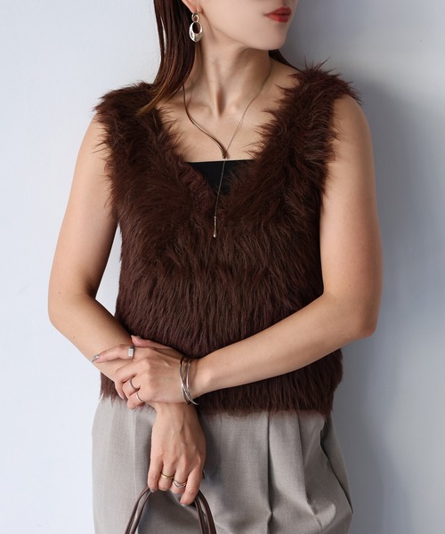 前後2WAYシャギーニットベスト