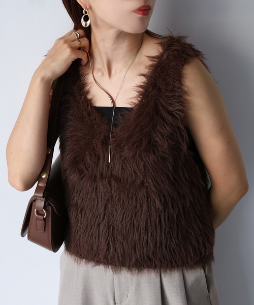 前後2WAYシャギーニットベスト