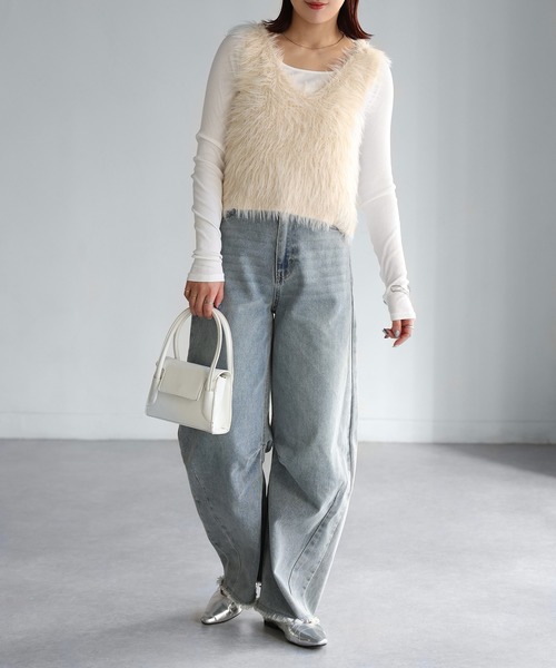 ニット セーター 前後2WAYシャギーニットタンクベスト レディース Riberry｜前後2WAYシャギーニットベスト | Rakuten Fashion(楽天