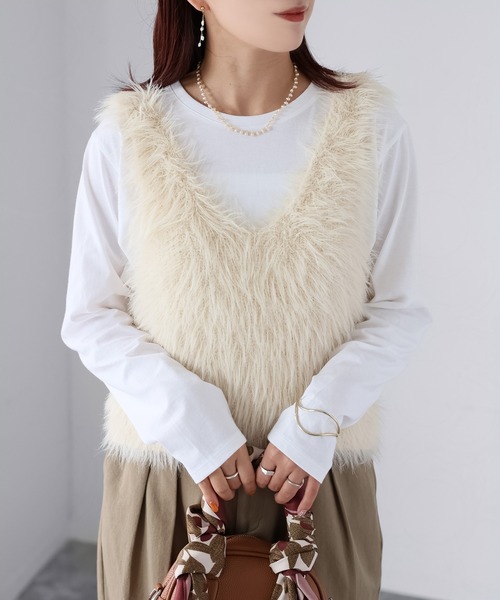 Riberry（リベリー）の「前後2WAYシャギーニットビスチェ（ベスト