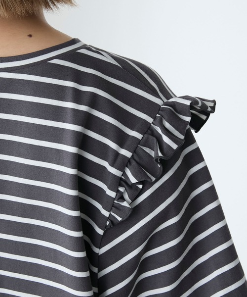 forksy.(フォルクシー)の「【forksy.】ボーダーボリュームスリーブフリルロンT(Tシャツ/カットソー・レディース・ホワイト系その他/ピンク系その他/ブラック系その他・FREE)」の10枚目の写真