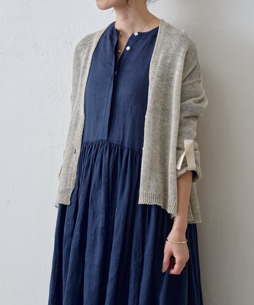 BEARDSLEY（ビアズリー）の「リネンショートカーデ（カーディガン/ボレロ・レディース・ベージュ/オリーブ/ブラック/グレー/カーキ・FREE）」の14枚目の写真