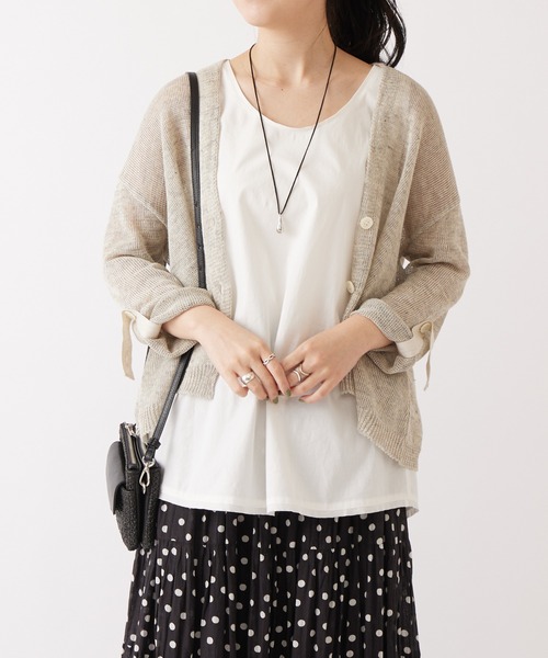 BEARDSLEY（ビアズリー）の「リネンショートカーデ（カーディガン/ボレロ・レディース・ベージュ/オリーブ/ブラック/グレー/カーキ・FREE）」の16枚目の写真