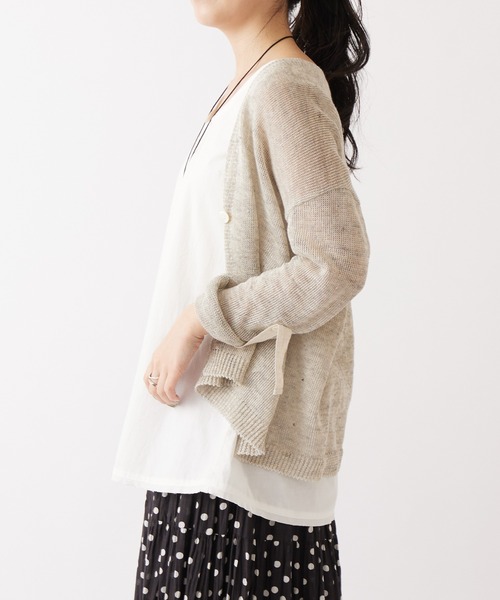 BEARDSLEY（ビアズリー）の「リネンショートカーデ（カーディガン/ボレロ・レディース・ベージュ/オリーブ/ブラック/グレー/カーキ・FREE）」の17枚目の写真