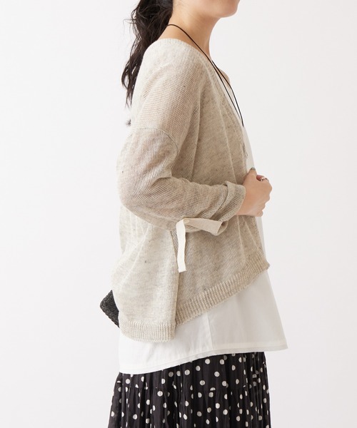 BEARDSLEY（ビアズリー）の「リネンショートカーデ（カーディガン/ボレロ・レディース・ベージュ/オリーブ/ブラック/グレー/カーキ・FREE）」の18枚目の写真