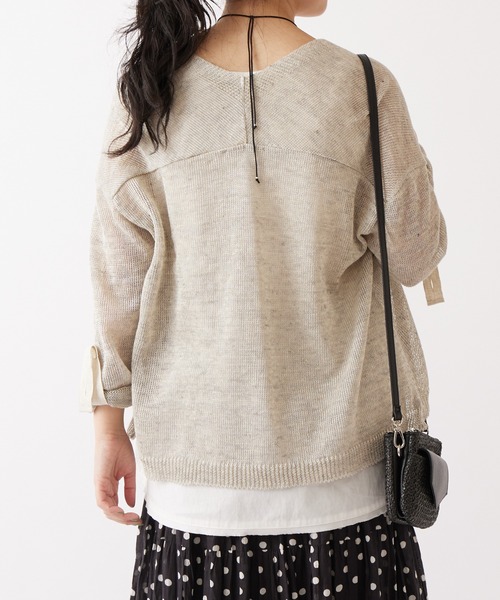 BEARDSLEY（ビアズリー）の「リネンショートカーデ（カーディガン/ボレロ・レディース・ベージュ/オリーブ/ブラック/グレー/カーキ・FREE）」の7枚目の写真