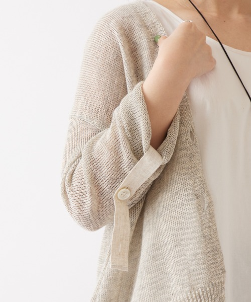 BEARDSLEY（ビアズリー）の「リネンショートカーデ（カーディガン/ボレロ・レディース・ベージュ/オリーブ/ブラック/グレー/カーキ・FREE）」の8枚目の写真