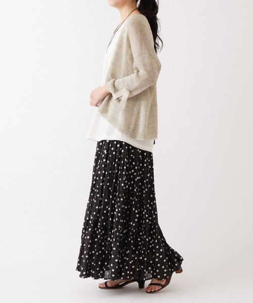 BEARDSLEY（ビアズリー）の「リネンショートカーデ（カーディガン/ボレロ・レディース・ベージュ/オリーブ/ブラック/グレー/カーキ・FREE）」の10枚目の写真