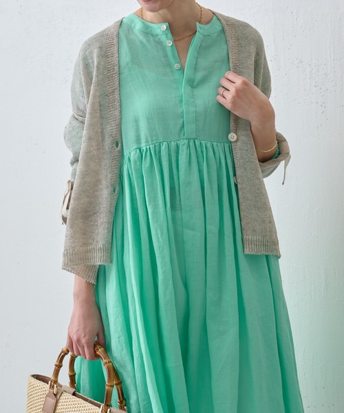 BEARDSLEY（ビアズリー）の「リネンショートカーデ（カーディガン/ボレロ・レディース・ベージュ/オリーブ/ブラック/グレー/カーキ・FREE）」の6枚目の写真