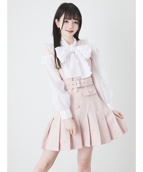 Ank Rouge（アンクルージュ）の「パールツイードJSK（ジャンパースカート・レディース・ホワイト/ブラック/ピンク・M）」の3枚目の写真