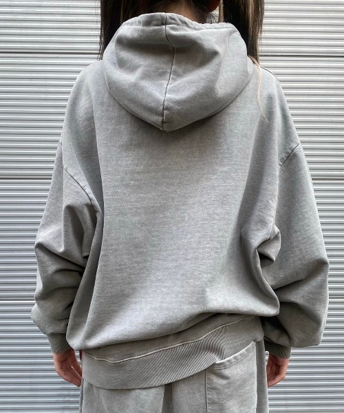 XU（エックスユー）の「ストリートファッション XU エックスユー set up design pigment hoodie フーディー パーカー ロゴパーカー オーバーサイズ ピグメント 長袖トップス 韓国ストリート 韓国ファッション（パーカー・メンズ・グレー/ダークグレー・ONE SIZE）」の7枚目の写真