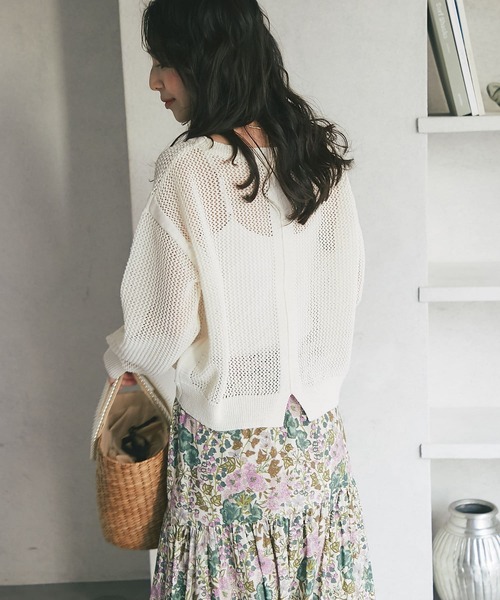 La boutique BonBon（ラブティックボンボン）の「メッシュニット（ニット/セーター・レディース・ライトグレー/オフホワイト/モカ・FREE）」の6枚目の写真