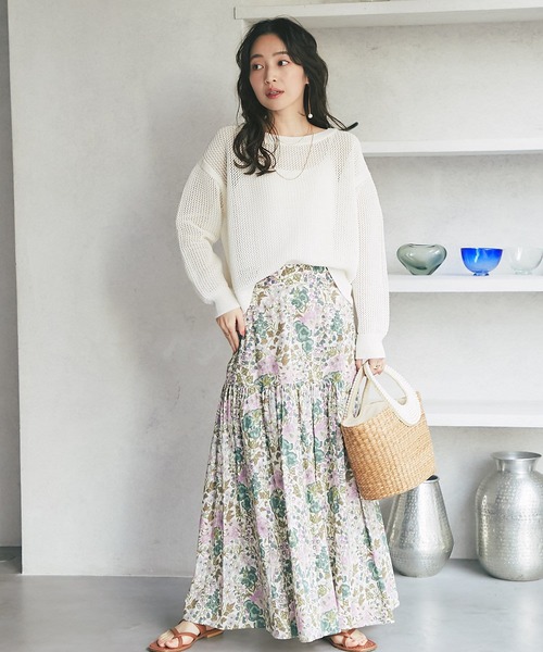 La boutique BonBon（ラブティックボンボン）の「メッシュニット（ニット/セーター・レディース・ライトグレー/オフホワイト/モカ・FREE）」の7枚目の写真