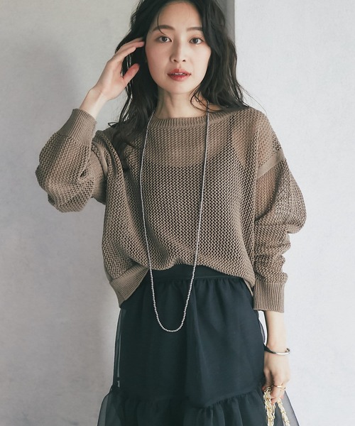 La boutique BonBon（ラブティックボンボン）の「メッシュニット（ニット/セーター・レディース・ライトグレー/オフホワイト/モカ・FREE）」の18枚目の写真