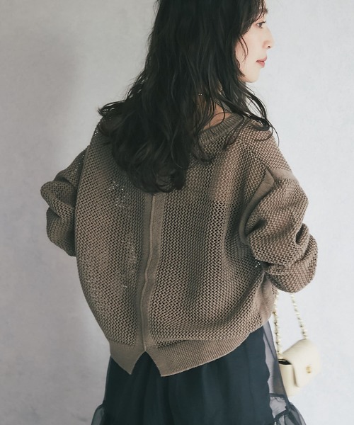 La boutique BonBon（ラブティックボンボン）の「メッシュニット（ニット/セーター・レディース・ライトグレー/オフホワイト/モカ・FREE）」の20枚目の写真