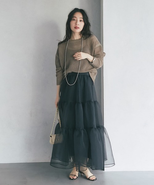 La boutique BonBon（ラブティックボンボン）の「メッシュニット（ニット/セーター・レディース・ライトグレー/オフホワイト/モカ・FREE）」の21枚目の写真