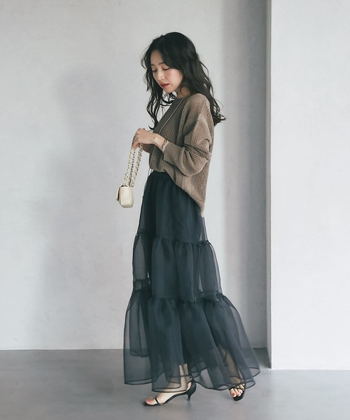 La boutique BonBon（ラブティックボンボン）の「メッシュニット（ニット/セーター・レディース・ライトグレー/オフホワイト/モカ・FREE）」の22枚目の写真