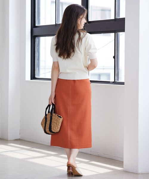 Feroux（フェルゥ）の「パールポイントフラップ スカート（スカート・レディース・アイボリー系9/ネイビー系/スカイブルー系/オレンジ系・1/2）」の14枚目の写真