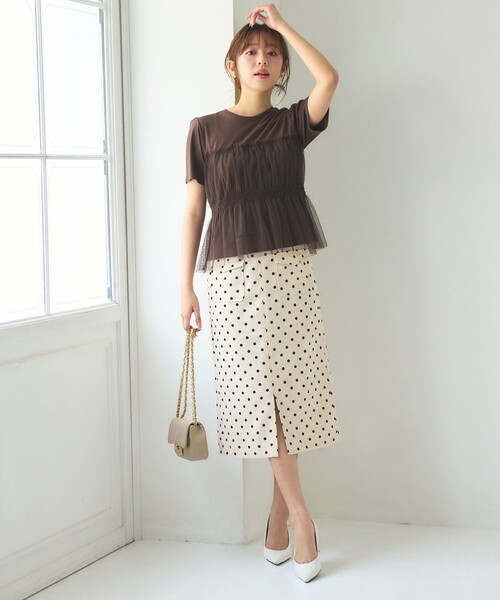 Feroux（フェルゥ）の「パールポイントフラップ スカート（スカート・レディース・アイボリー系9/ネイビー系/スカイブルー系/オレンジ系・1/2）」の15枚目の写真