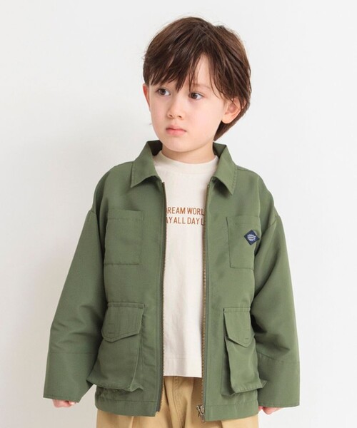 BRANSHES(ブランシェス)の「ビッグポケット付きワークジャケット(ブルゾン・キッズ・カーキオリーブ/アイボリー・100/110/120/150/140/90/130)」の2枚目の写真