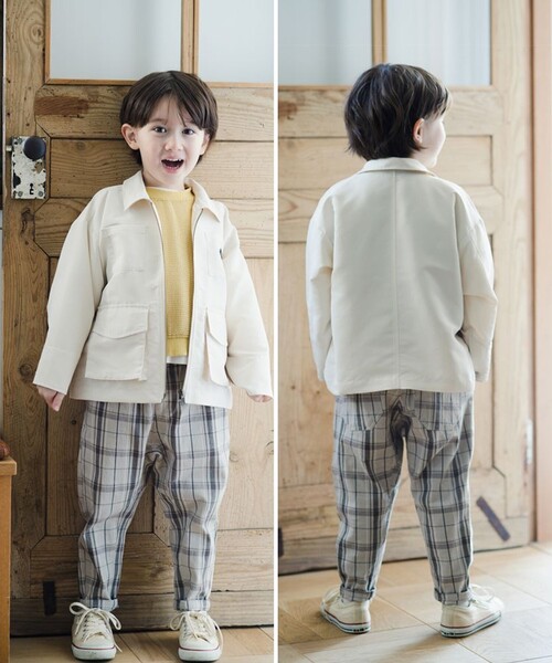 BRANSHES(ブランシェス)の「ビッグポケット付きワークジャケット(ブルゾン・キッズ・カーキオリーブ/アイボリー・100/110/120/150/140/90/130)」の14枚目の写真