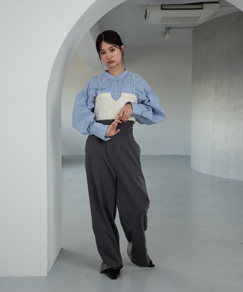 Amiur(エミレ)の「tape yarn back ribbon bustier / テープヤーンバックリボンビスチェ(ベスト・レディース・アイボリー/オレンジ系その他/ベージュ・FREE)」の4枚目の写真