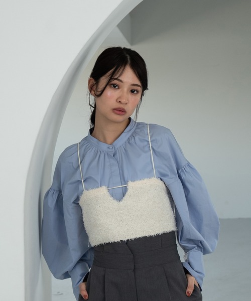 Amiur(エミレ)の「tape yarn back ribbon bustier / テープヤーンバックリボンビスチェ(ベスト・レディース・アイボリー/オレンジ系その他/ベージュ・FREE)」の6枚目の写真