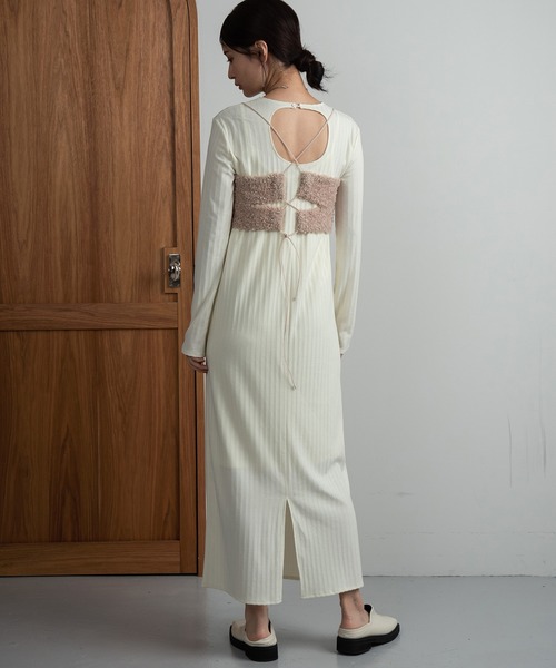 Amiur(エミレ)の「tape yarn back ribbon bustier / テープヤーンバックリボンビスチェ(ベスト・レディース・アイボリー/オレンジ系その他/ベージュ・FREE)」の9枚目の写真