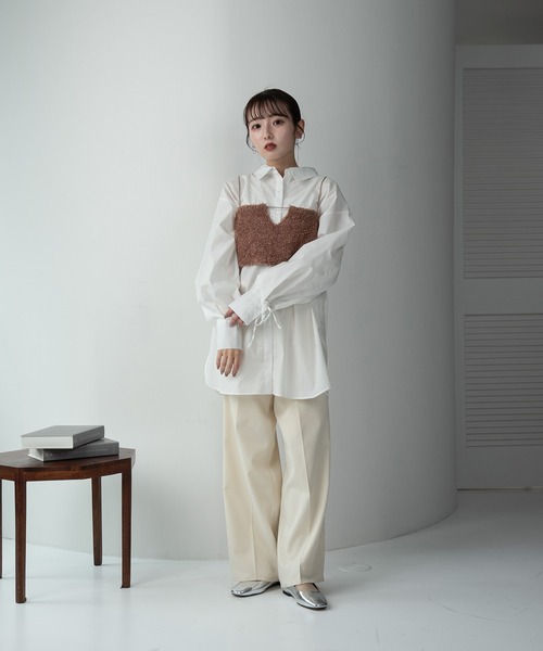 Amiur(エミレ)の「tape yarn back ribbon bustier / テープヤーンバックリボンビスチェ(ベスト・レディース・アイボリー/オレンジ系その他/ベージュ・FREE)」の16枚目の写真