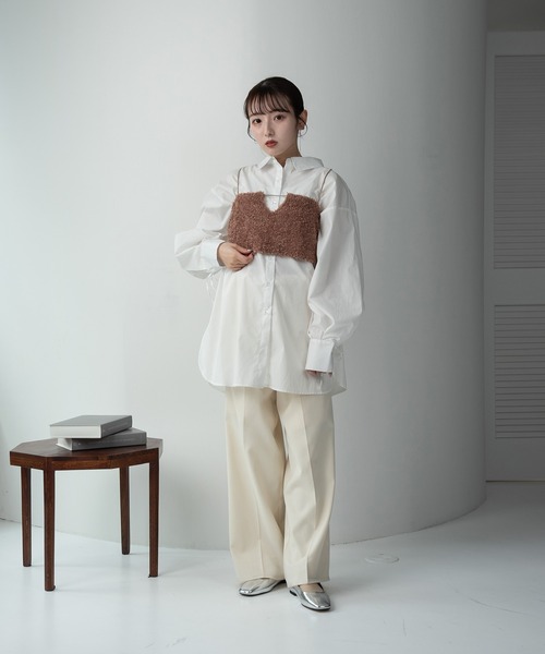 Amiur(エミレ)の「tape yarn back ribbon bustier / テープヤーンバックリボンビスチェ(ベスト・レディース・アイボリー/オレンジ系その他/ベージュ・FREE)」の15枚目の写真