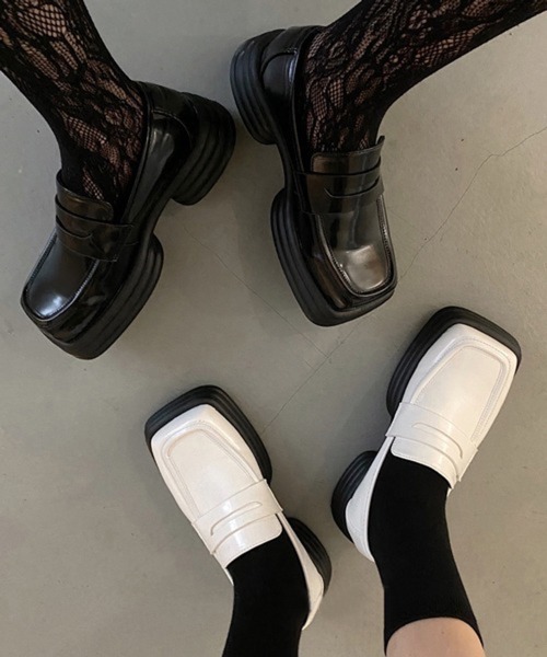 HALEY PESCA（ヘーリーペスカ）の「HALEY PESCA/スクエアトゥ 厚底ローファー（ローファー・レディース・ブラック・36/38/40）」の12枚目の写真