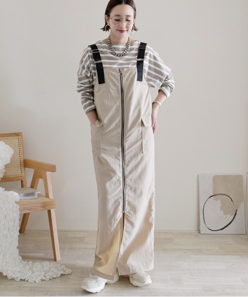 ECRIRE(エクリール)の「【ECRIRE by 陽】フロントジップジャンスカ(ワンピース・レディース・カーキ/ブラック/ベージュ・M)」の1枚目の写真